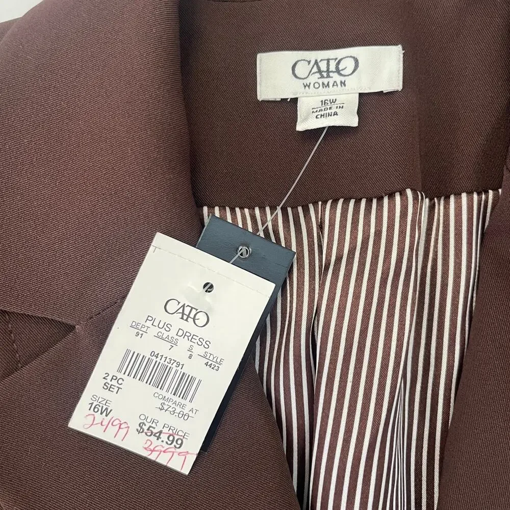 NWT Cato Woman Brown Blazer Plus Size Work Office Academia Womens‎ 16W
